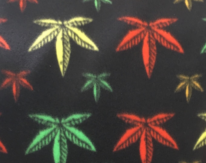 Multi marijuana leaf Fleece Polar By The Yard 60" Wide Blanket  clothes quilts