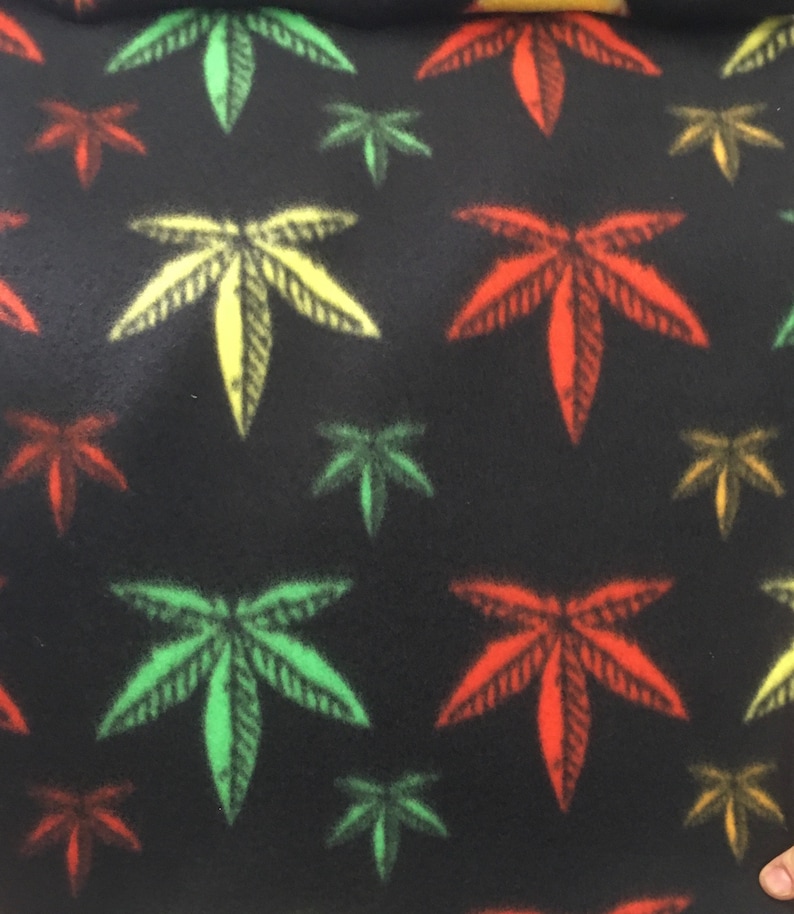 Multi marijuana leaf Fleece Polar By The Yard 60 Wide Blanket jackets clothes quilts