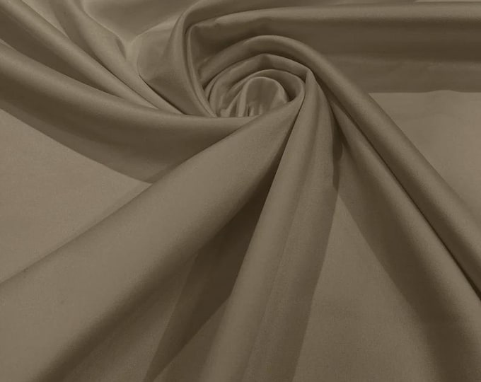Taupe Stretch Lamour Satin Fabric – Shiny Metallic Look, 4-Way Stretch for Dancewear, Costumes, Activewear & Apparel