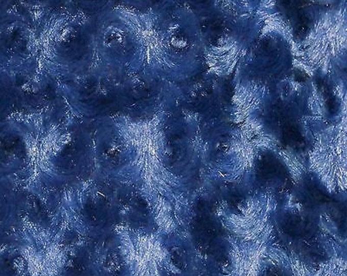 Navy Rosebud minky soft fabric BY THE YARD 60" Wide