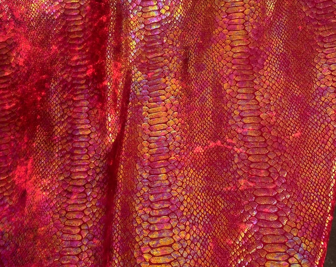 4 way stretch/ Red pearl Snake Hologram 58" wide