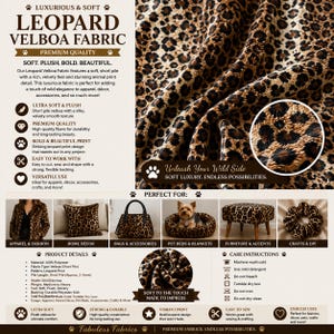 Brown Leopard Cheetah Spots Velboa Fabric | Faux Fur Animal Print | Soft Short Pile Fabric by the Yard