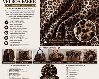 Brown Leopard Cheetah Spots Velboa Fabric | Faux Fur Animal Print | Soft Short Pile Fabric by the Yard