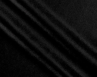 Black Plush None Stretch RoyalVelvet low pile Fabric 58” Wide