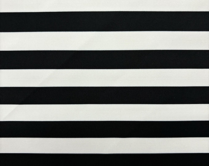 4-Way Stretch Spandex Fabric, one inch black white stripe-by the yard 60 " Wide