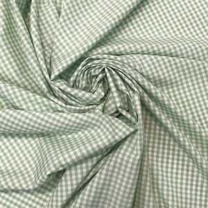 Green Gingham Checkered 1/8” inch Fabric poly cotton 60” wide- none stretch sold By The Yard