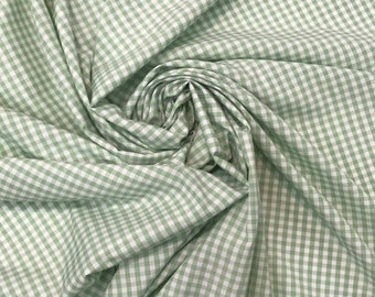 Sage Gingham Checkered 1/8” inch Fabric poly cotton 60” wide- none stretch sold By The Yard