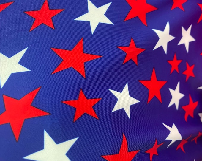 Red/ White stars on blue Spandex Stretch Activewear Fabric by the Yard