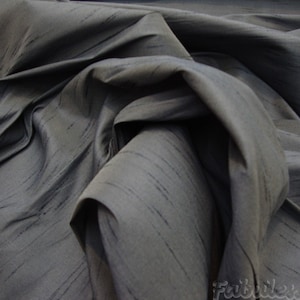 Charcoal Shantung Dupioni Faux Silk two tone fabric BY THE YARD 54" wide