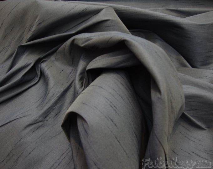 Charcoal Shantung Dupioni Faux Silk two tone fabric BY THE YARD 54" wide
