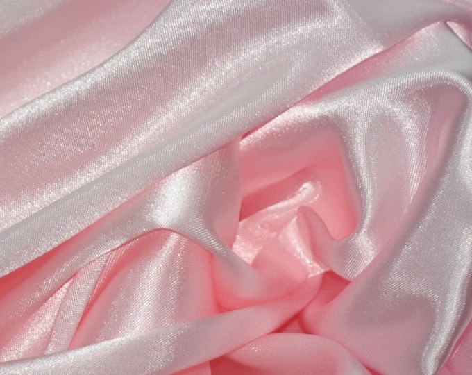 Pink Charmeuse Satin polyester fabric 60" Wide Silky Shinny by the yard