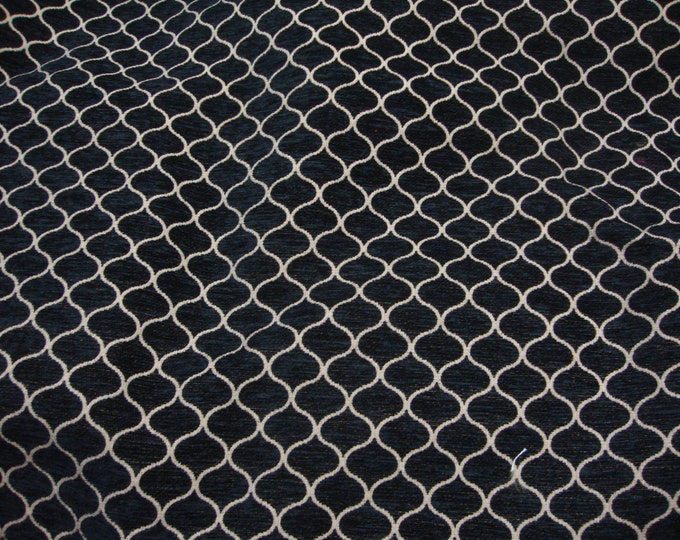 Black Sarah Chenille Upholstery Drapery fabric by the yard 57" Wide