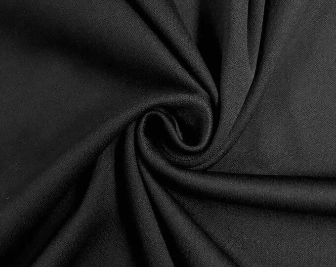Black 2 interlock way stretch lining fabric, 100% polyester, 60" wide