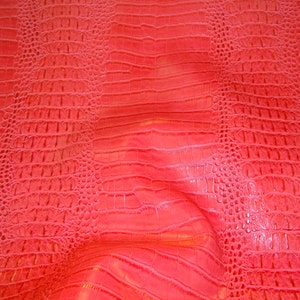 Vinyl Leather Crocodile Nile Watermelon embossed upholstery fabric sold per yard 54&quot; Wide