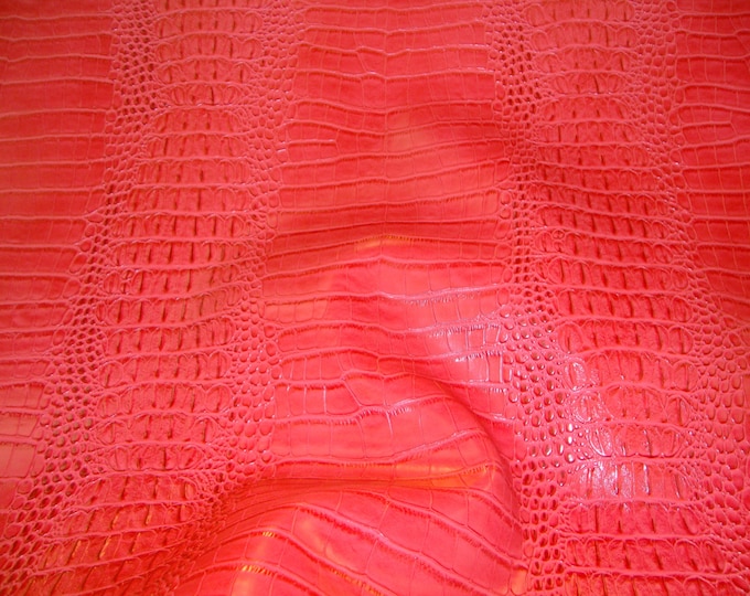 Vinyl Leather Crocodile Nile Watermelon embossed upholstery fabric sold per yard 54" Wide