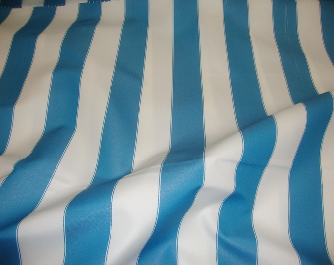 Aqua/white Striped Waterproof Outdoor fabric 60" wide per yard