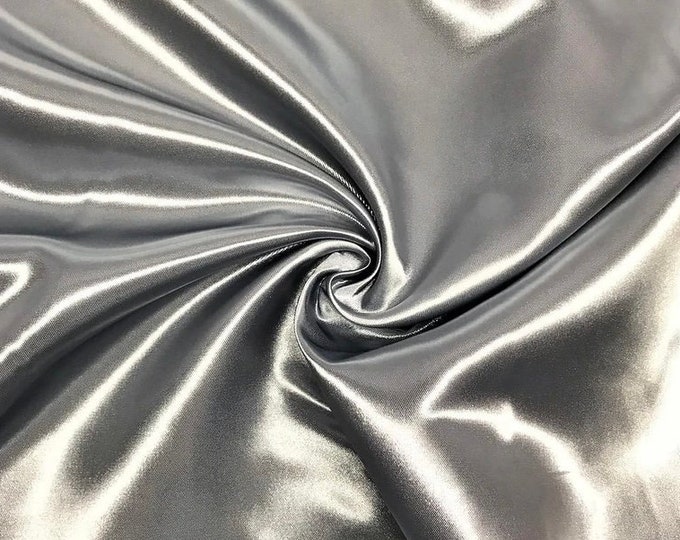 Silver Bridal Satin Fabric | Shiny Smooth Dressmaking Fabric | Wedding, Gowns, Drapery & Crafts
