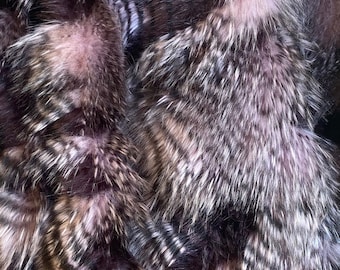 Plum  brown fancy feather long hair faux fur upholstery fabric by the yard 60” wide