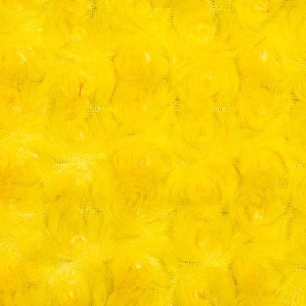 Bright yellow minky Rosebud soft fabric BY THE YARD 60" Wide