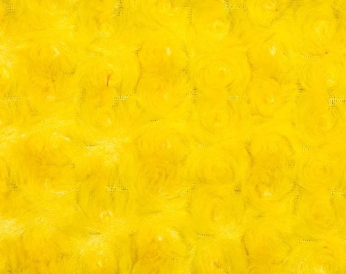 Bright yellow minky Rosebud soft fabric BY THE YARD 60" Wide