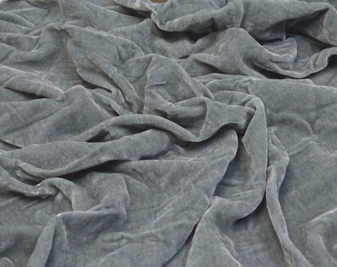 Silver Silk Velvet Drapery Apparel Fabric By the Yard 45" Wide