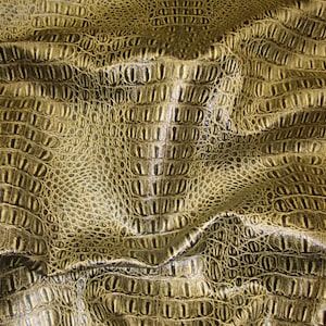 Jade metallic Gator upholstery Faux vinyl fabric per yard