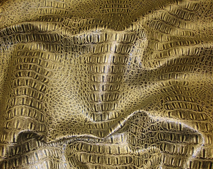 Jade metallic Gator upholstery Faux vinyl fabric per yard