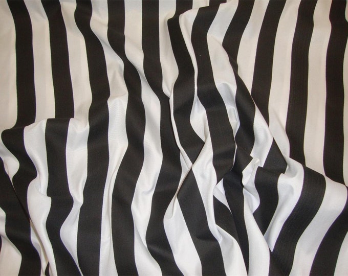 Black White 1” Stripe Poly Cotton Fabric 60” wide by the yard