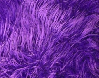 Purple shaggy faux fur fabric by the yard