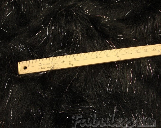 Faux fur, Black Sparkle Fabric Per Yard 60" wide