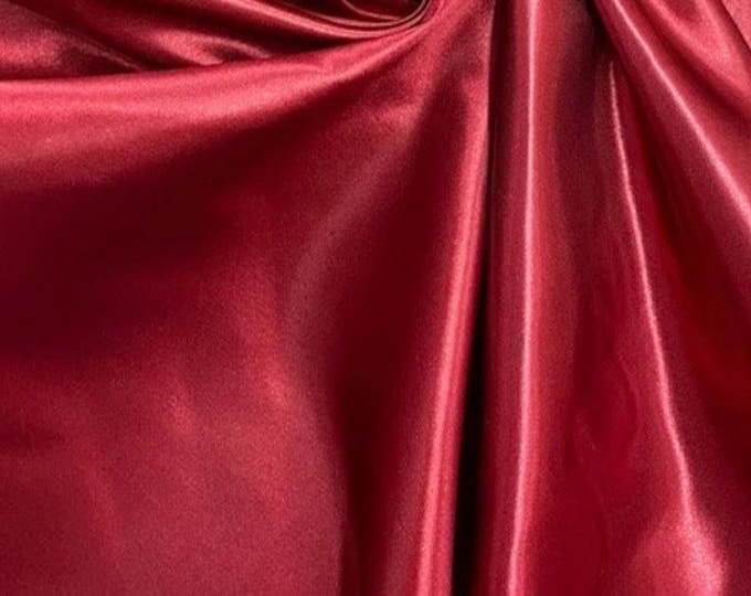 Burgundy Bridal heavy shiny Satin Fabric none stretch by the Yard  60" Wide