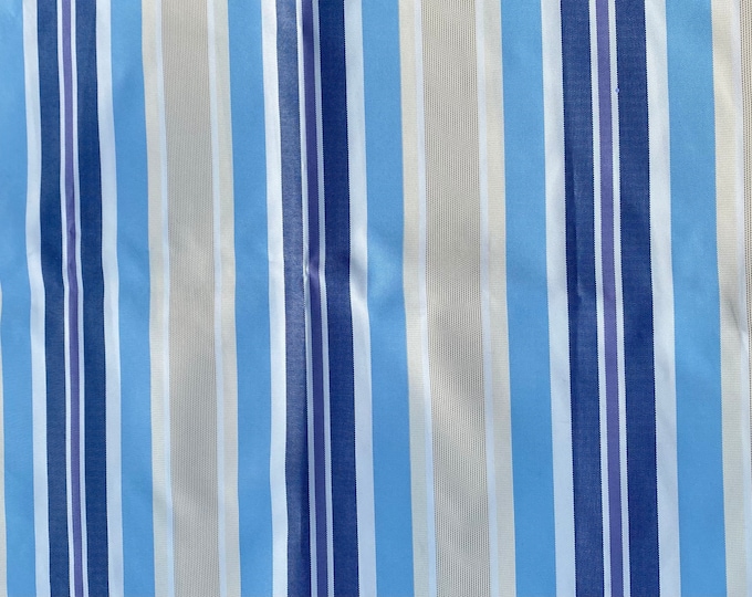 Outdoor Stripe BLUE Waterproof Canvas fabric 60" wide Sold By Yard