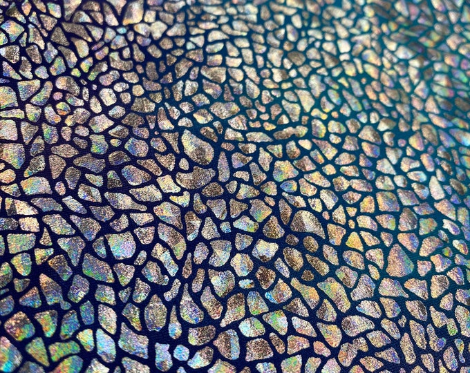 Hologram Reptile Snake Scales on tie dye Spandex Fabric 58" wide