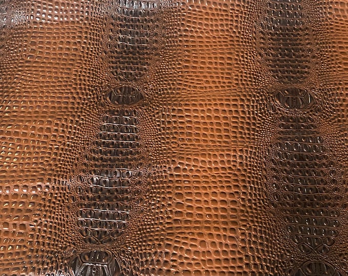 Swamp gator Vinyl faux leather Mocha brown upholstery fabrics by yard
