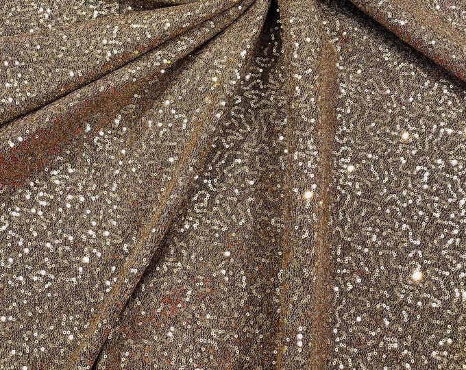 Dark gold Metallic Tinsel 2 way Stretch Lurex Fabric With Sequins/58 Wide