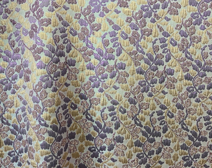Purple multi floral Jacquard light weight multi purpose fabric by the yard