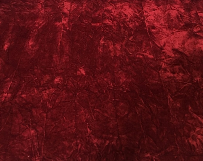 Burgundy Crushed Velvet  upholstery drapery Fabric BY THE YARD 58" Wide