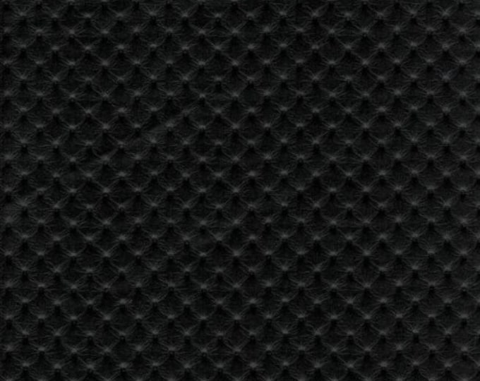 Black Perforated Distressed Upholstery Faux Leather vinyl fabric per yard