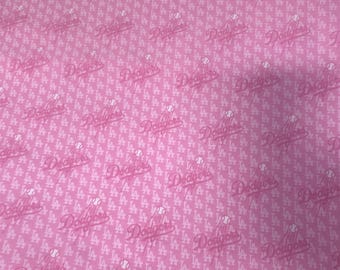 Pink 100 % Cotton Fabric - 45 " Wide - La dodgers