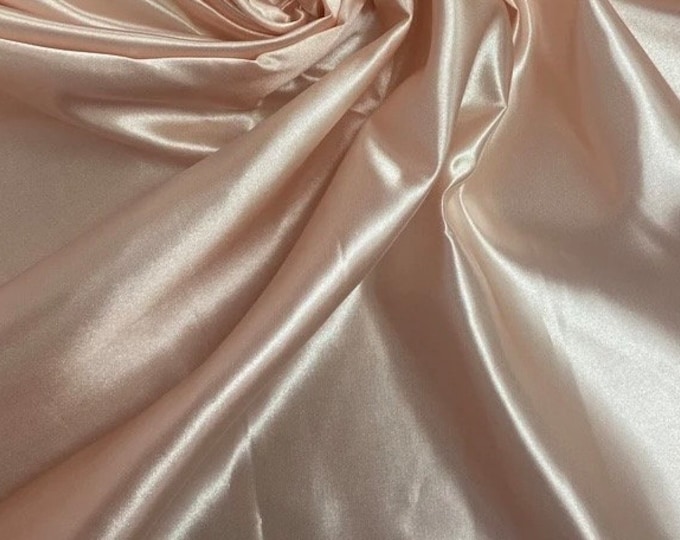 Blush Bridal heavy shiny Satin Fabric none stretch by the Yard  60" Wide