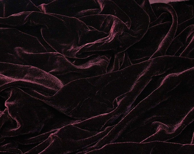 Dark burgundy Silk Velvet Drapery Apparel Fabric By the Yard 45" Wide