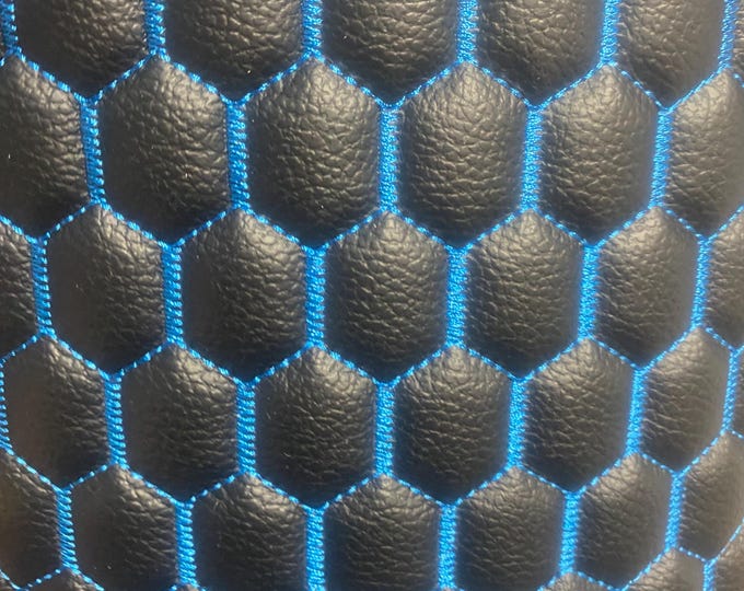 Black egg Quilted blue stitching auto headliner fabric with Foam Backing Upholstery 52" Wide