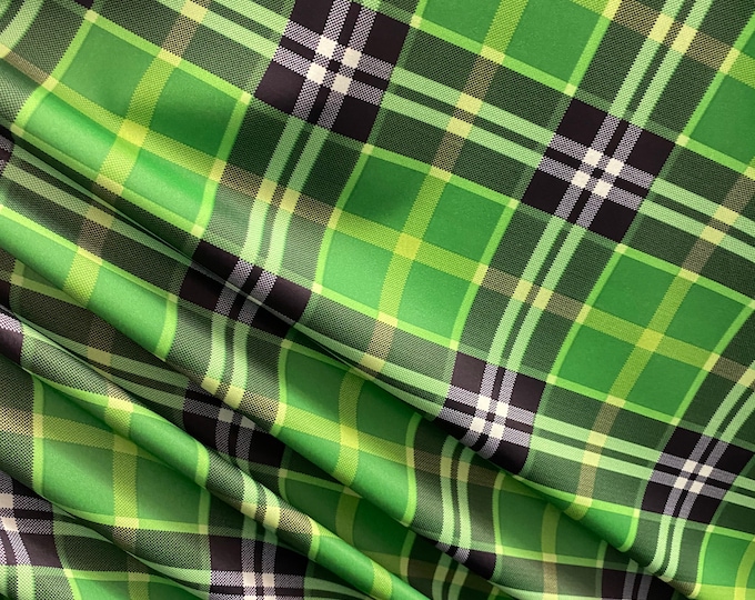 Plaid Lime black Spande 4 way stretch 58" wide