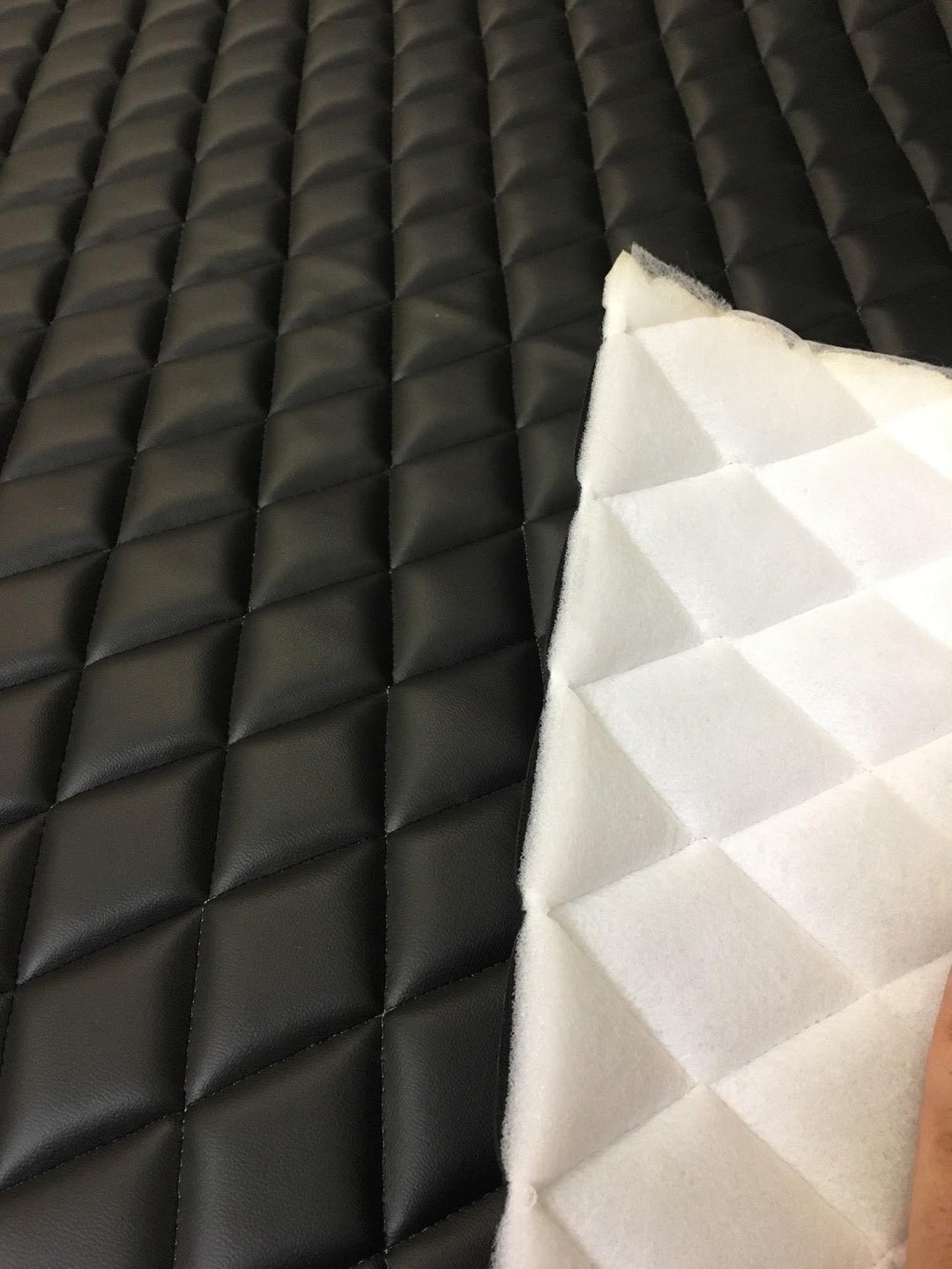Vinyl Leather Faux Smooth PVC Black Quilted Vinyl Auto Headliner ...
