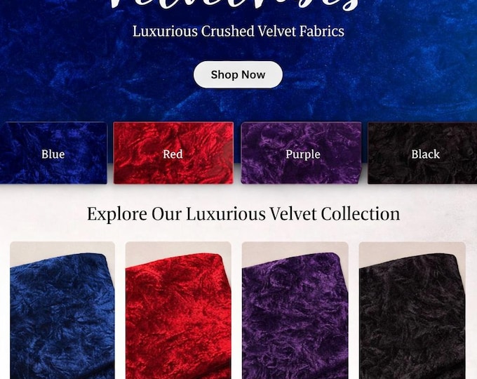 Crushed Velvet Fabric by the Yard – Luxury Upholstery Material Drapery, Event Decor & DIY Projects