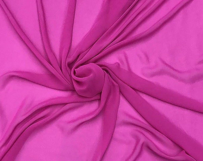 Hot pink Sheer High Multi Chiffon Solid Fabric, 100% Polyester 58/59" Wide, Sells by The Yard