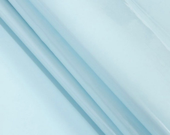 Baby blue patent faux vinyl upholstery fabric per yard