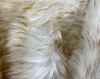 Faux Fur off white With beige Frosted tips fabric 60" Wide sold by the yard