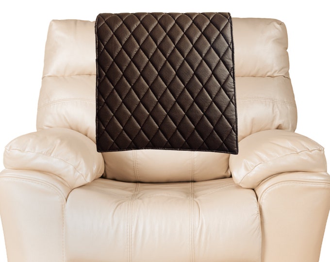 14 by 30 inch Padded Dark Brown Quilted Vinyl, Sofa, Loveseat, Theater Seat, RV Cover, Chair, Headrest Pad, Recliner Head Cover, Protector