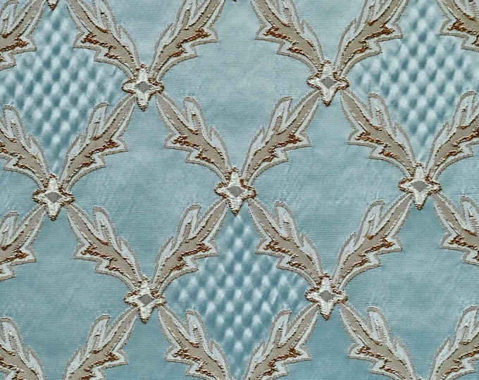 Jacquard Diamond Azure Renaissance Upholstery drapery fabric by the yard